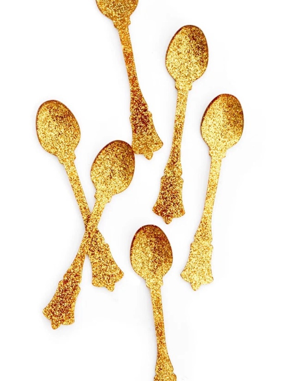 Gold Glitter Dessert Spoons